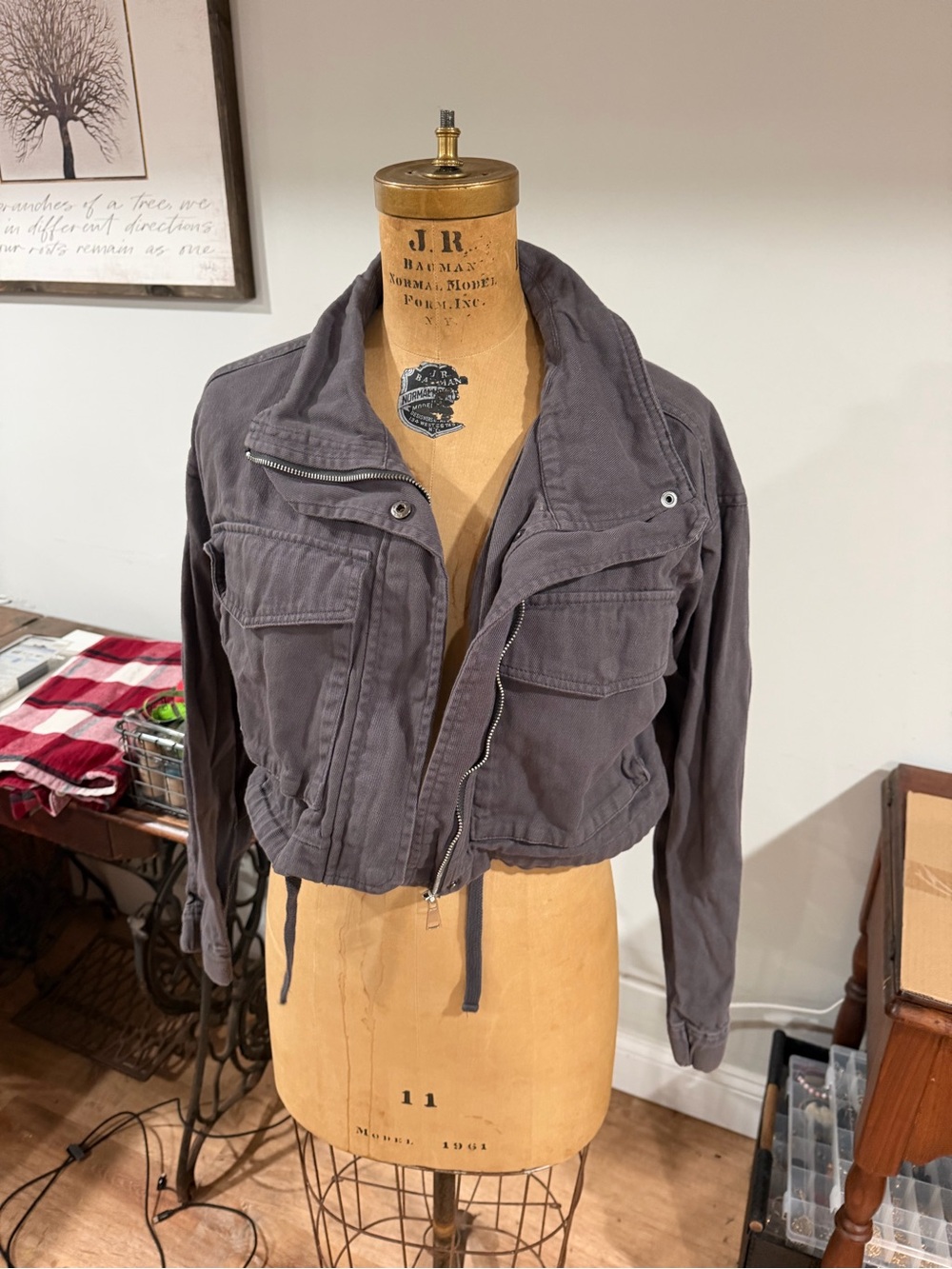 Garage Cropped Utility Jacket - Charcoal